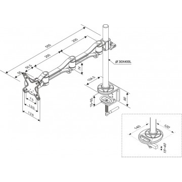 Newstar FPMA-D1030 30" Argento supporto da tavolo per Tv a schermo piatto