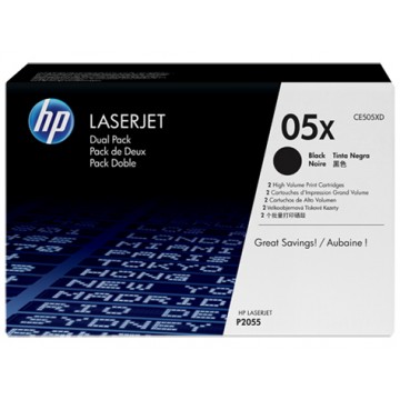 HP 05X 2-pack High Yield Black Original LaserJet Toner Cartridges 13000pagine Nero