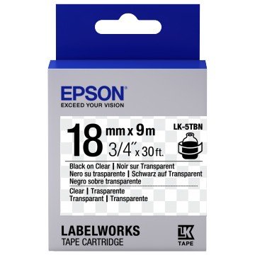 Epson Nastro fondo Trasparente per testo Nero 18/9 LK-5TBN