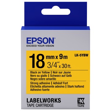 Epson Nastro fondo Pastello Giallo per testo Nero, altamente adesivo 18/9 LK-5YBW