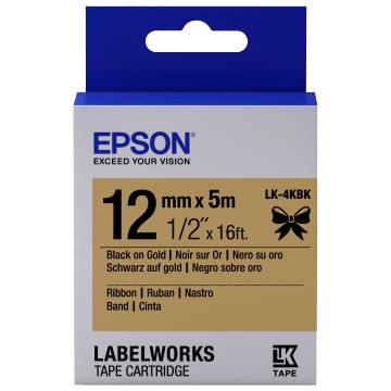 Epson Nastro satinato per etichettatrici LK-4KBK nero/oro 12 mm (5 m)