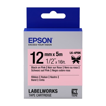 Epson Nastro satinato per etichettatrici LK-4PBK nero/rosa 12 mm (5 m)