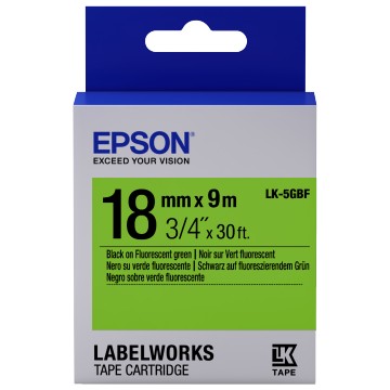 Epson Nastro fondo Fluorescente Verde per testo Nero 18/9 LK-5GBF