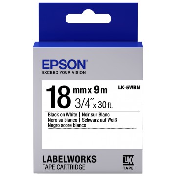 Epson Nastro fondo Standard Bianco per testo Nero 18/9 LK-5WBN