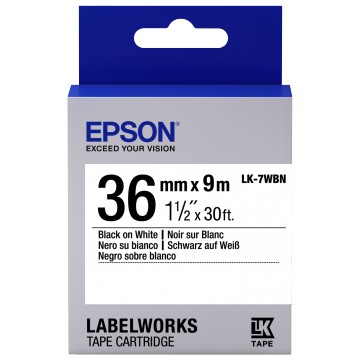 Epson Nastro fondo Standard Bianco per testo Nero 36/9 LK-7WBN