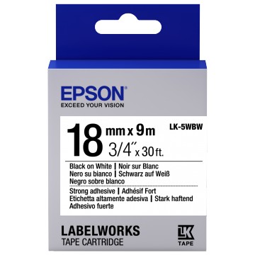 Epson Nastro fondo Bianco per testo Nero, altamente adesivo 18/9 LK-5WBW