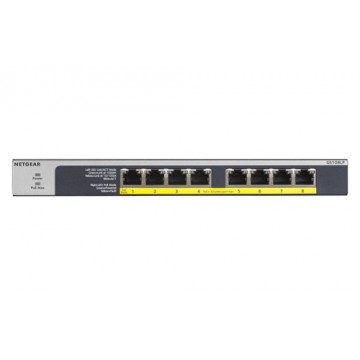 Netgear GS108LP No gestito Gigabit Ethernet (10/100/1000) Nero, Grigio 1U Supporto Power over Ethernet (PoE)