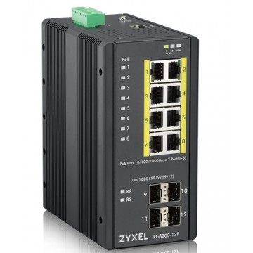 Zyxel RGS200-12P Gestito L2 Gigabit Ethernet (10/100/1000) Nero Supporto Power over Ethernet (PoE)