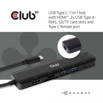 CLUB3D CSV-1592 replicatore di porte e docking station per notebook USB 3.2 Gen 1 (3.1 Gen 1) Type-C Nero