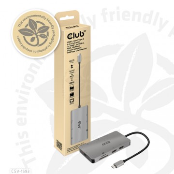 CLUB3D CSV-1593 hub di interfaccia USB 3.2 Gen 1 (3.1 Gen 1) Type-C 16200 Mbit/s Metallico