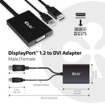 CLUB3D cac-1010 Displayport/usb DVI-I Daul link Nero, Bianco