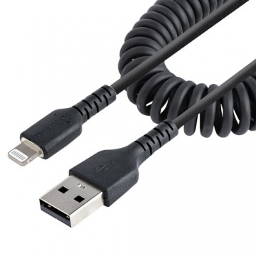 StarTech.com Cavo Lightning a USB-A da 1m Certificato MFi, Cavetto iPhone Spiralato di Ricarica/Alimentazione, Resistente Cavo U